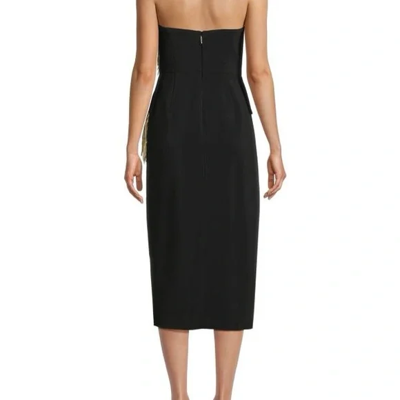 Jason Wu Collection Metallic Fringe Strapless Peplum Midi Dress